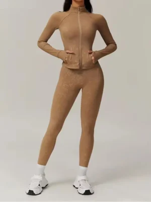 Fitness Set 2Pcs Sports Set Women Workout Suit Quick-Drying Yoga Clothes Gym Jackets Sportswear Female Running Jackets Set Women