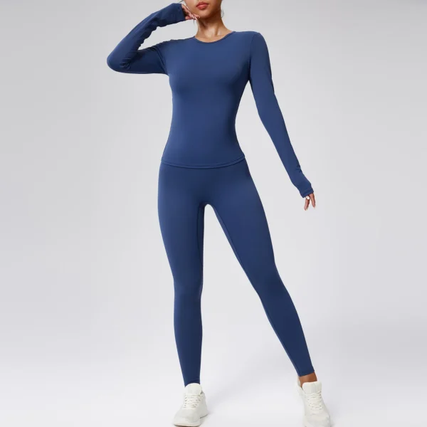Sports Suits 2PCS Yoga Set Women Workout Set Sportswear Gym Clothing Fitness Long Sleeve Crop Top High Waist Leggings