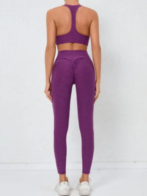 2 Pieces Gym Sports Suit Fitness Suit with Pocket Yoga Training Clothes Yoga Set Sexy Sports Leggings Set Women's Push Up Suit