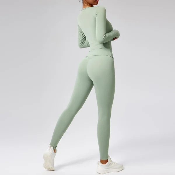 Sports Suits 2PCS Yoga Set Women Workout Set Sportswear Gym Clothing Fitness Long Sleeve Crop Top High Waist Leggings