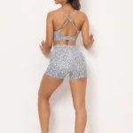 2PCS Yoga Set Gym Suits with Shorts Crop Top Sports Bra Women Tracksuit Shorts 2 Pieces Running Clothing Fitness Clothing