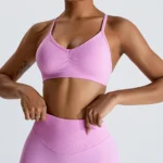 Fitness Top Seamless Workout Yoga Bras Women Sports Underwear Scrunch Push-up High Support Adjustable Thin Shoulder Strap Tank
