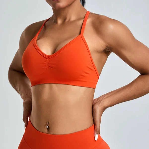 Fitness Top Seamless Workout Yoga Bras Women Sports Underwear Scrunch Push-up High Support Adjustable Thin Shoulder Strap Tank