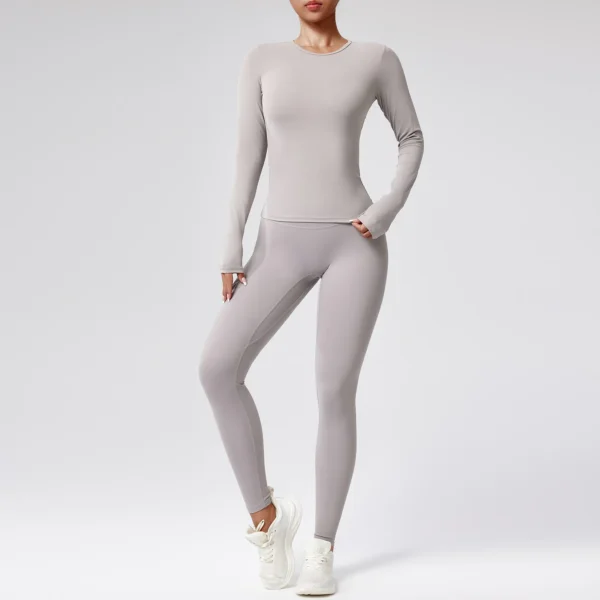 Sports Suits 2PCS Yoga Set Women Workout Set Sportswear Gym Clothing Fitness Long Sleeve Crop Top High Waist Leggings
